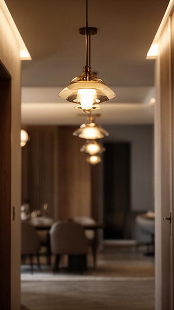 Lampade decorative e punti luce integrati in un interno residenziale